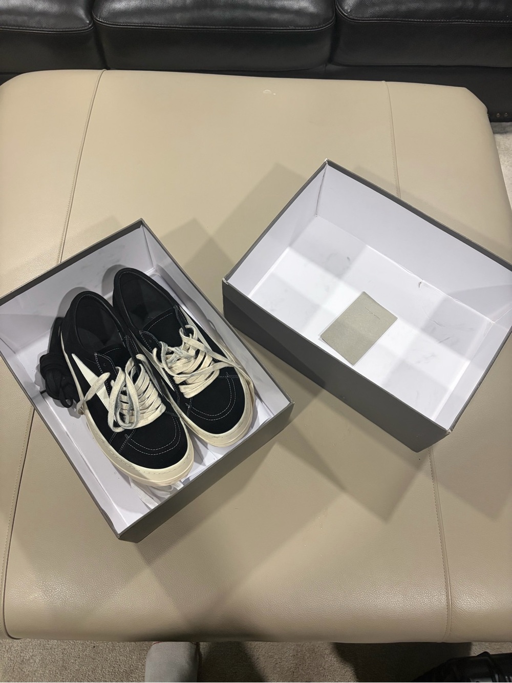 Rick Owens vans Black Low-Top Sneakers with Cream Soles and Laces